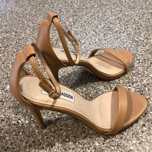 Steve Madden natural ankle strap heels